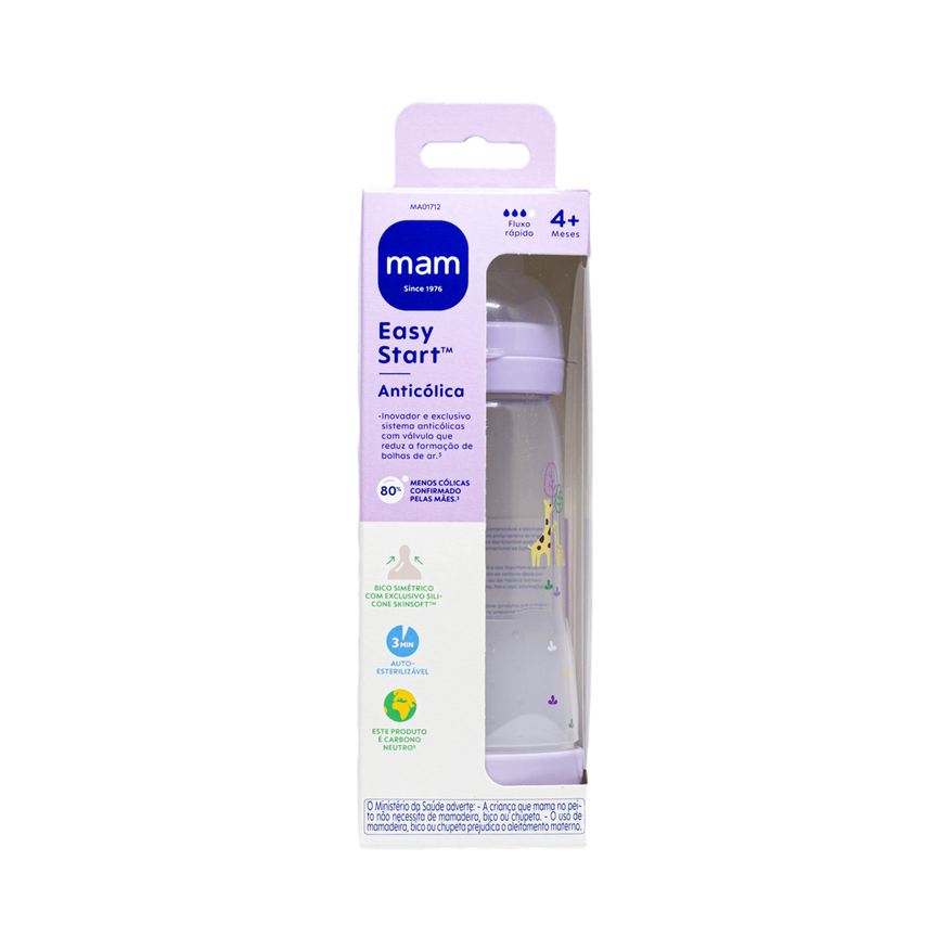 MAM Mamadeira Easy Start Anticólica +4 meses Rosa 320ml 1 Unidade