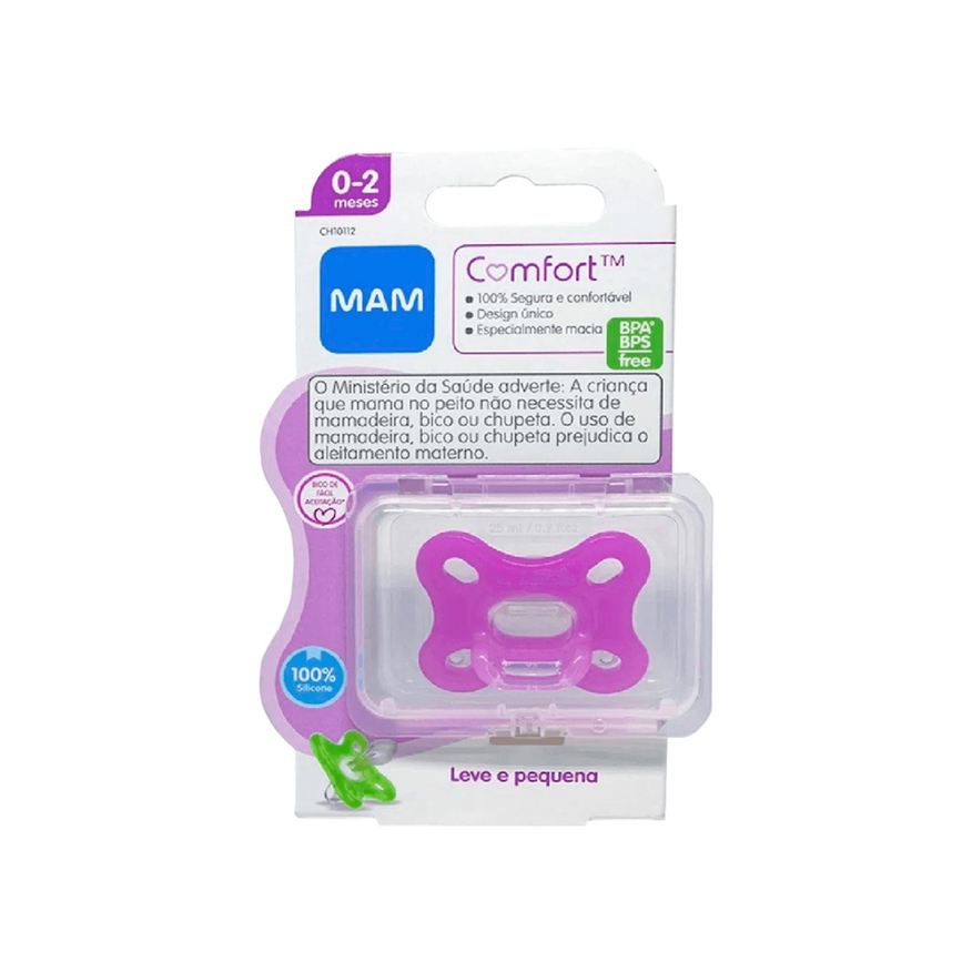 MAM Chupeta Comfort Ortodôntica de 0 a 2 meses SkinSoft Silicone Rosa 1 Unidade