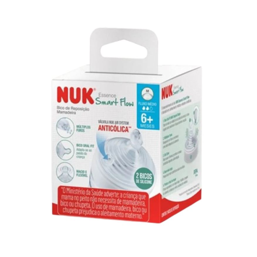 NUK Bico para Mamadeira Essence Smart Flow +6 meses Anticólica Fluxo Médio Silicone 2 Unidades
