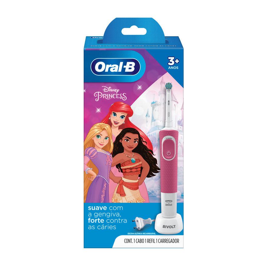 Oral B Escova Dental Elétrica Infantil Oral-B Vitality Kids Disney Princesas Cerdas Extra Macias +3 anos 1 Unidade Bivolt