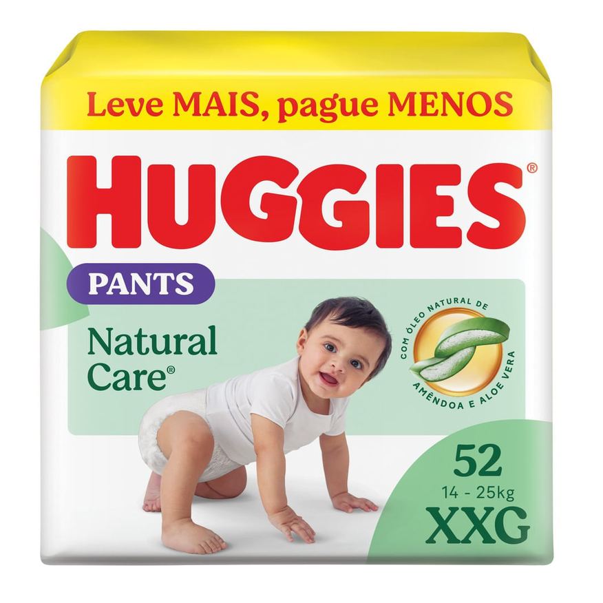Huggies Fralda Pants Premium Natural Care XXG - 52 Unidades