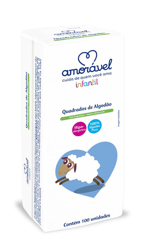 Amoravel Algodão Quadrado Amorável Infantil 100 Unidades