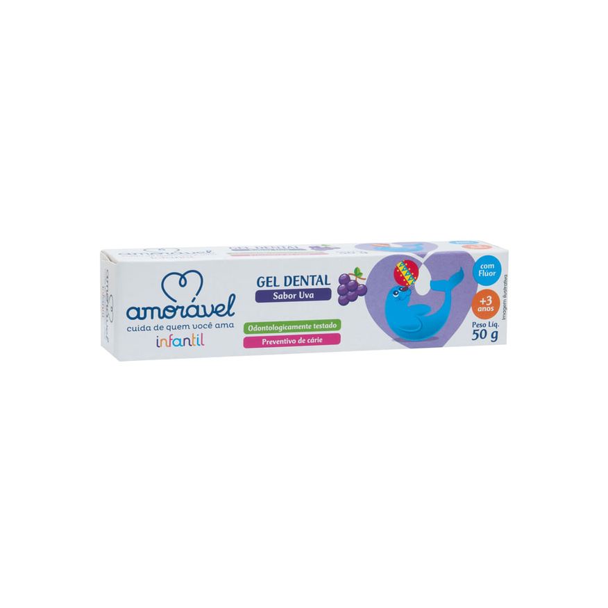 Amoravel Gel Dental Infantil Amorável Sabor Uva Com Flúor 50g