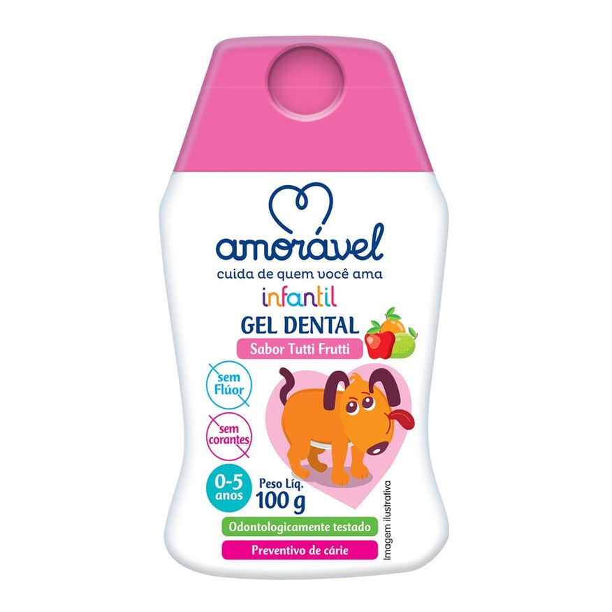 Amoravel Gel Dental Infantil Amorável Tutti-Frutti Sem Flúor 100g