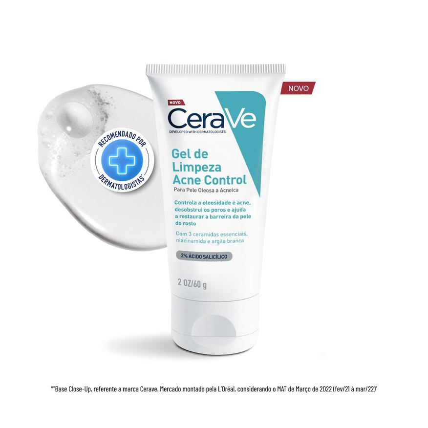 Cetaphil Gel de Limpeza Facial CeraVe Acne Control com Ácido Salicílico 60g