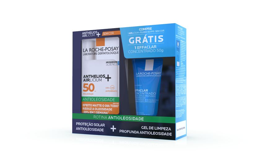 La Roche Posay Kit Protetor Solar Facial La Roche-Posay Anthelios Airlicium+ Fluido FPS50 Sem Cor 40g 1 Unidade + Gel de Limpeza Effaclar Concentrado