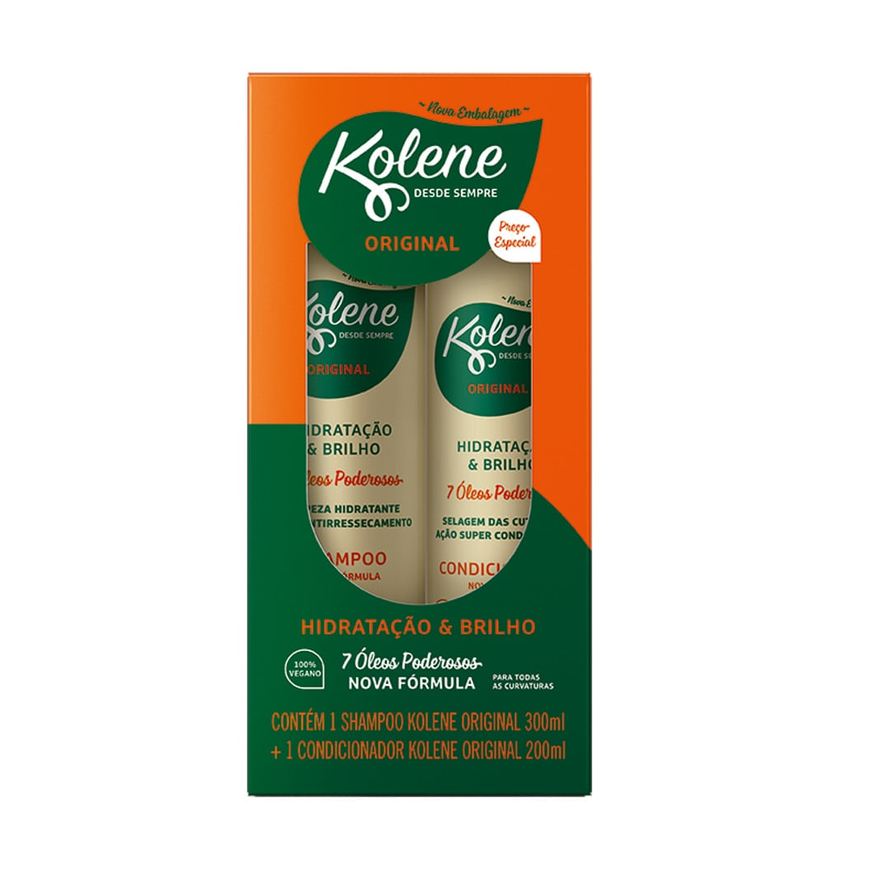 Kolene Kit Shampoo Original Hidratação & Brilho 300ml 1 Unidade + Condicionador Kolene Original Hidratação & Brilho 200ml 1 Unidade