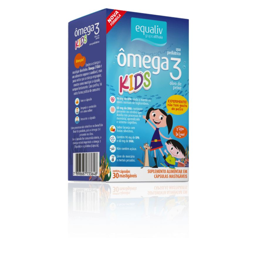 Equaliv Ômega 3 Pro Kids Oil Sabor Laranja 30 Cápsulas Mastigáveis
