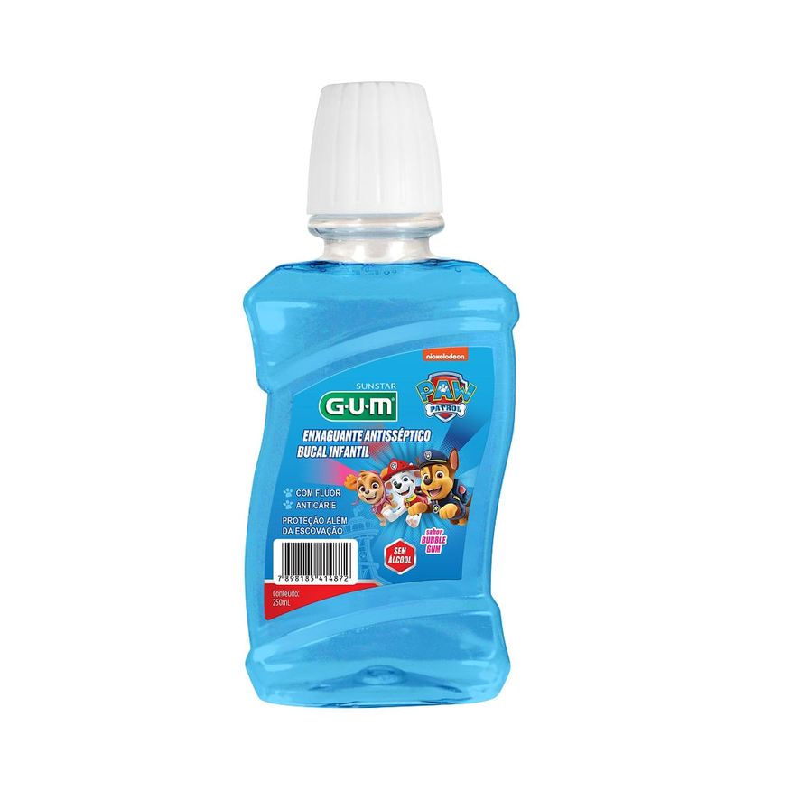 GUM Enxaguante Bucal Infantil Patrulha Canina com Flúor Zero Álcool +6 anos Sabor GUM 250ml