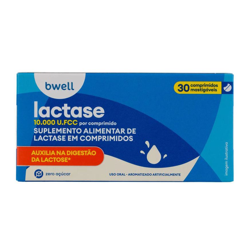 10.000 Lactase FCC bwell 30 Comprimidos Mastigáveis