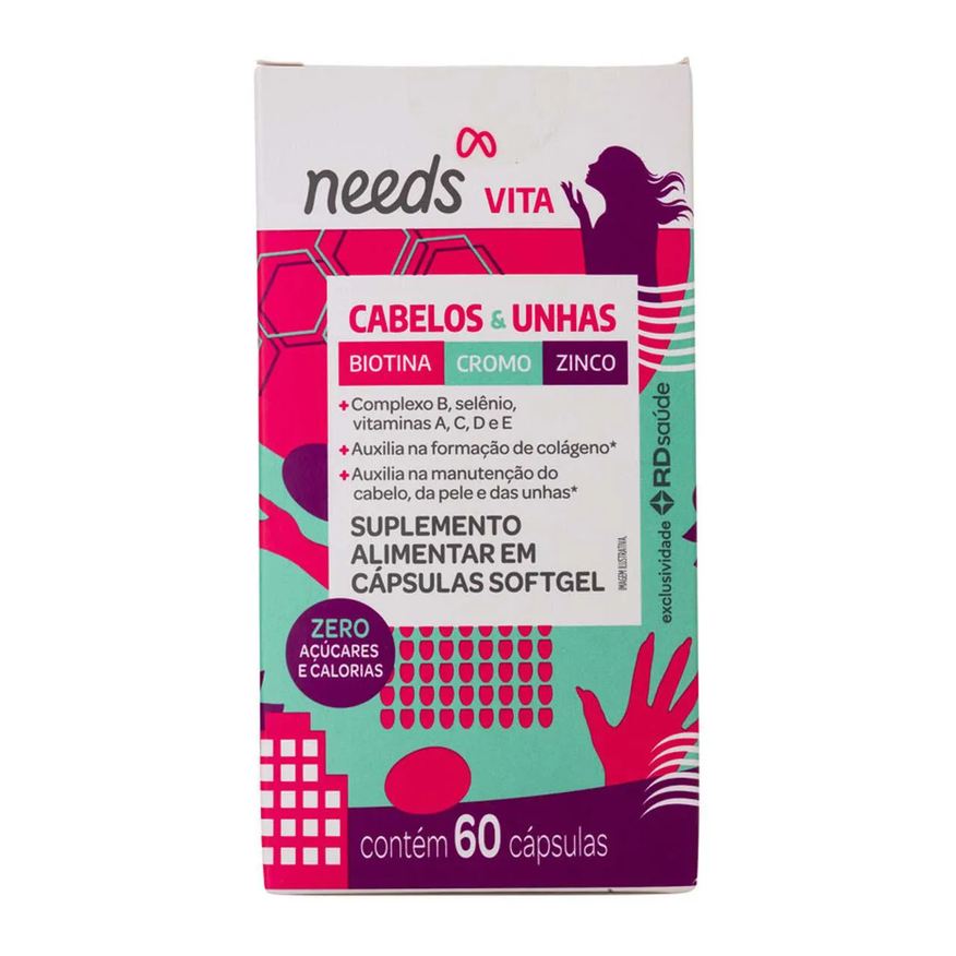 Needs Polivitamínico Vita Cabelos e Unhas 60 Cápsulas