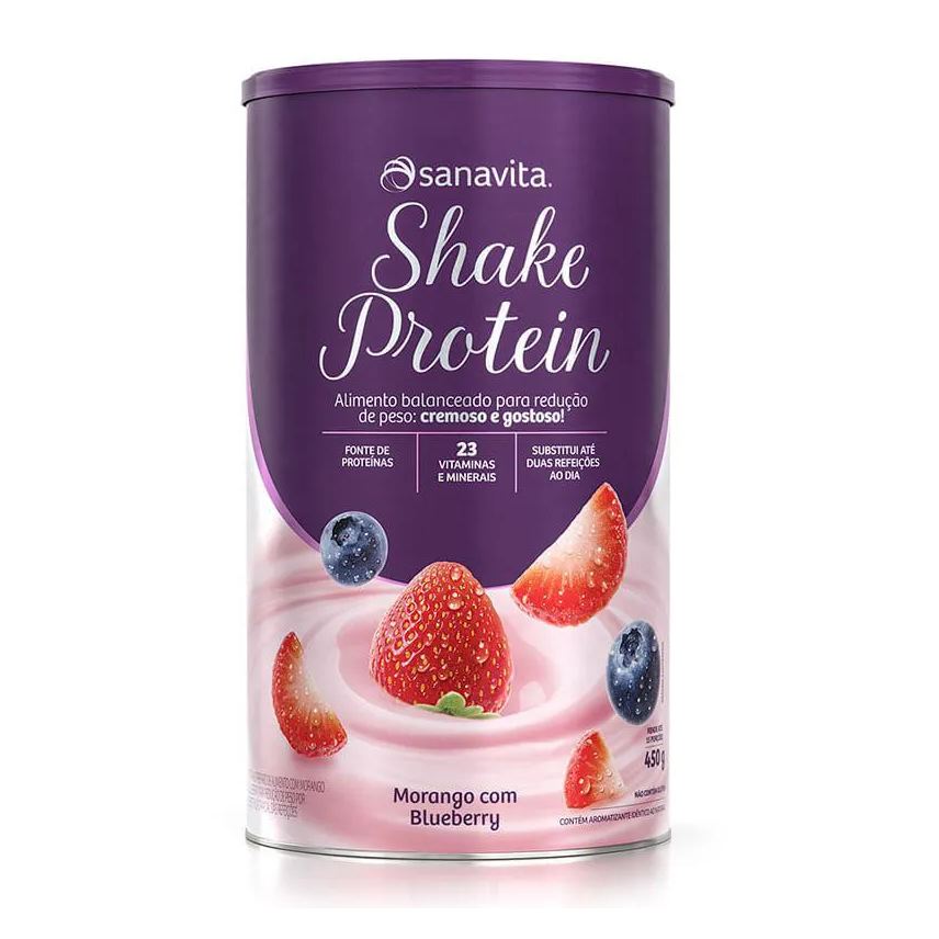 Protein Shake Morango e Blueberry 450g – Sanavita