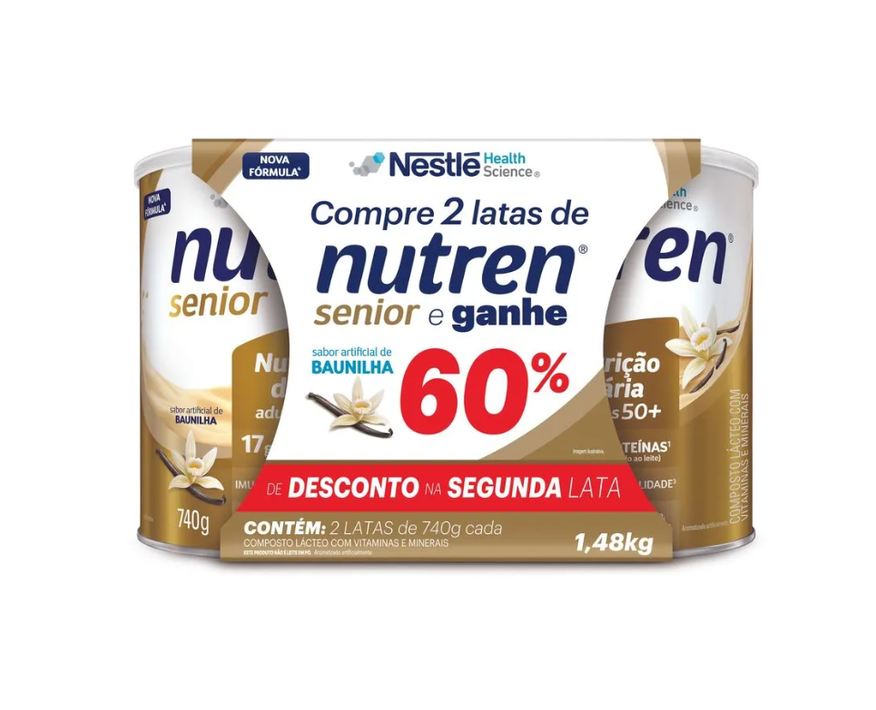 nutren kit senior sabor Baunilha 740g com 2 unidades