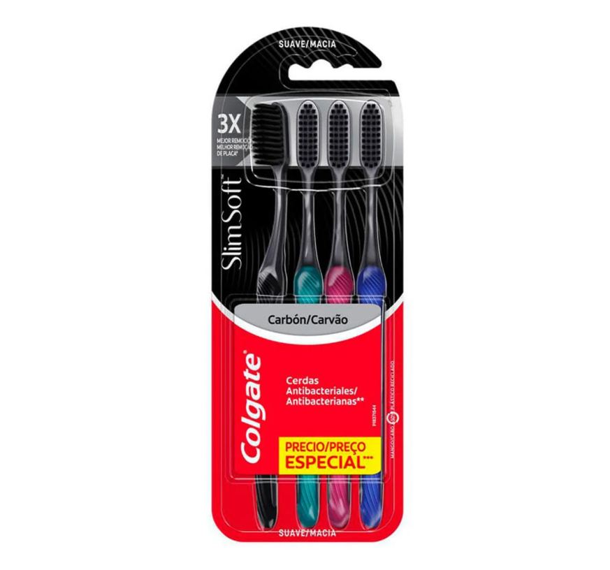 Colgate Kit de Escovas De Dentes Slim Soft Black Com 4 Unidades