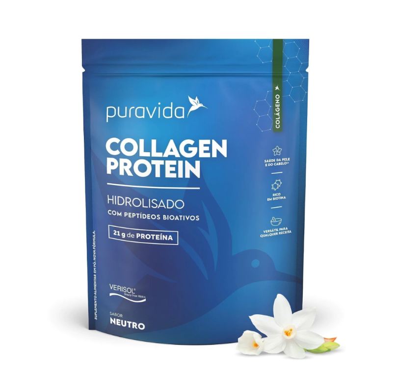 Protein Collagen Hidrolisado Puravida Sabor Neutro 450g