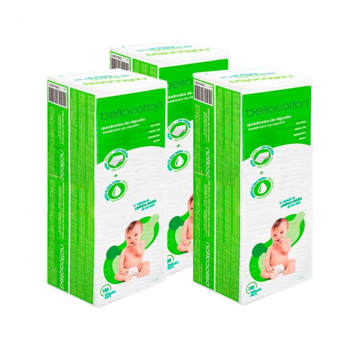 Quadrado Algodão Bellacotton Kit com 3 Pacotes