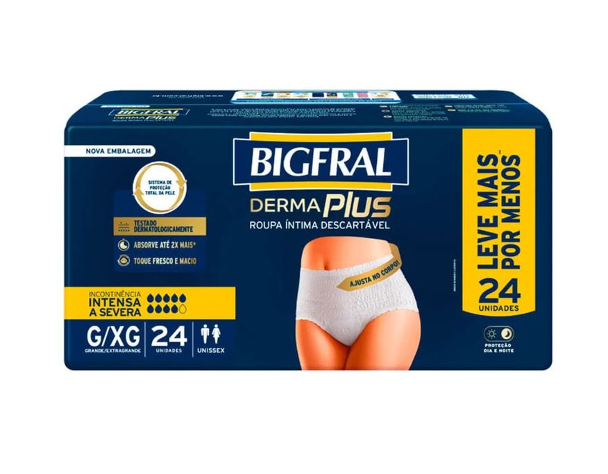 Íntima Roupa Bigfral Derma Plus Tamanho G/xg 24 Unidades