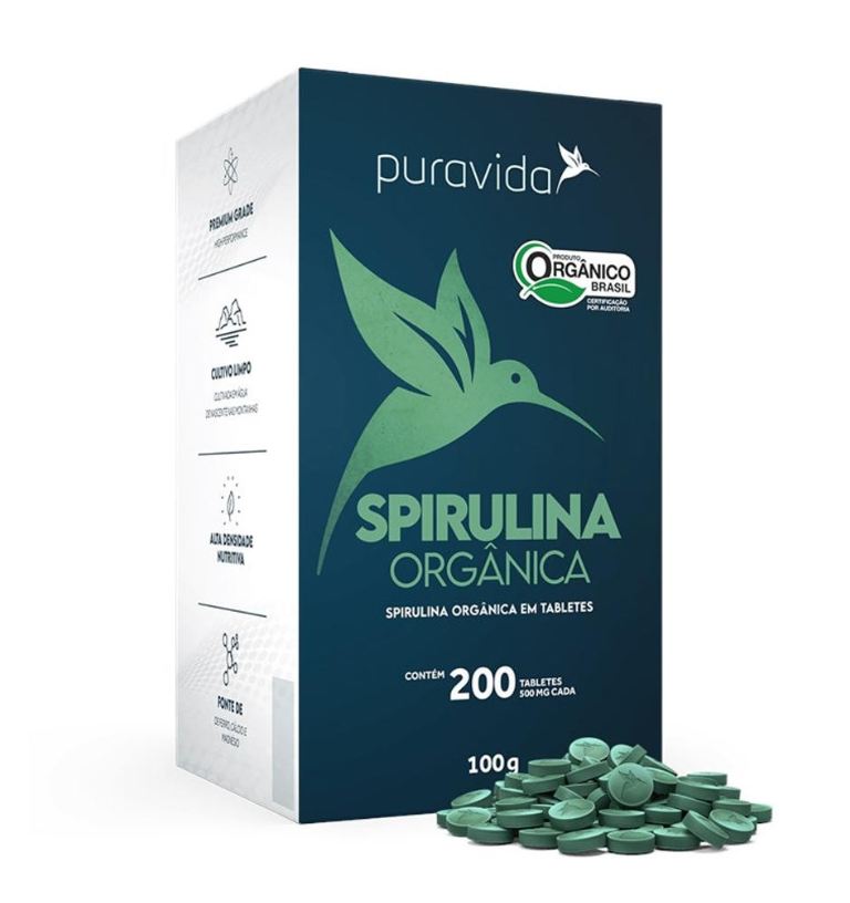 Orgânica Spirulina Puravida 200 Tabletes