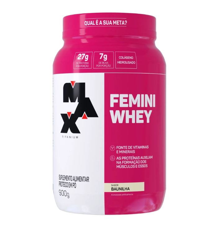 Max Titanium Femini Whey Protein sabor Baunilha 900g