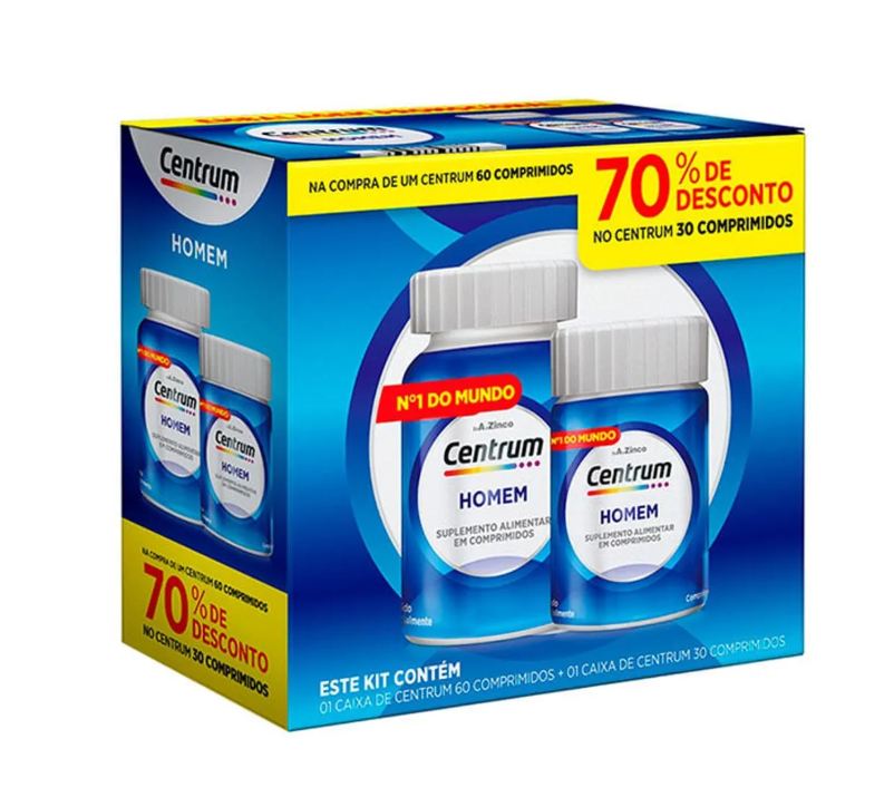 Centrum Kit Polivitamínico Essentials Homem de A a Zinco 60 + 30 comprimidos
