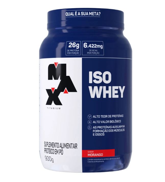 Max Titanium Whey Protein Iso Whey sabor Morango 900g