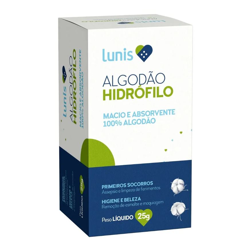 Hidrofilo Algodao Em Rolo Lunis 25g