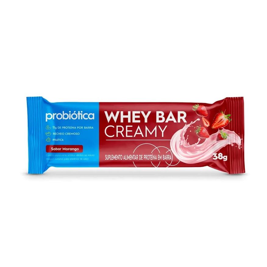 Probiotica Barra Whey Bar Creamy Morango 38g