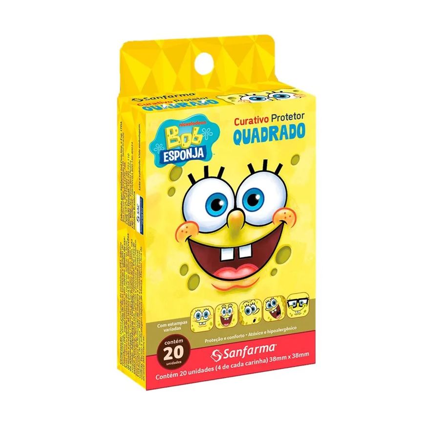 Sanfarma Curativo Bob Esponja Quadrado 20 Unidades