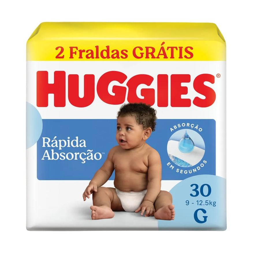 Huggies Fralda G Rápida Absorção 30 Unidades