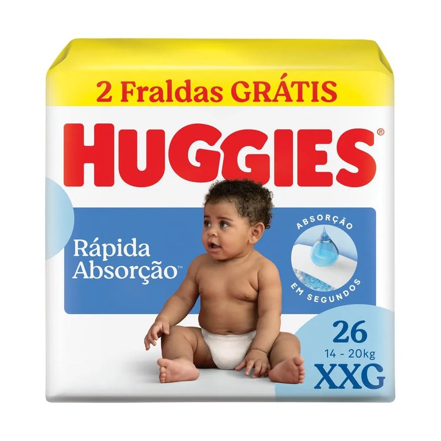 Huggies Fralda Xxg Rápida Absorção 26 Unidades