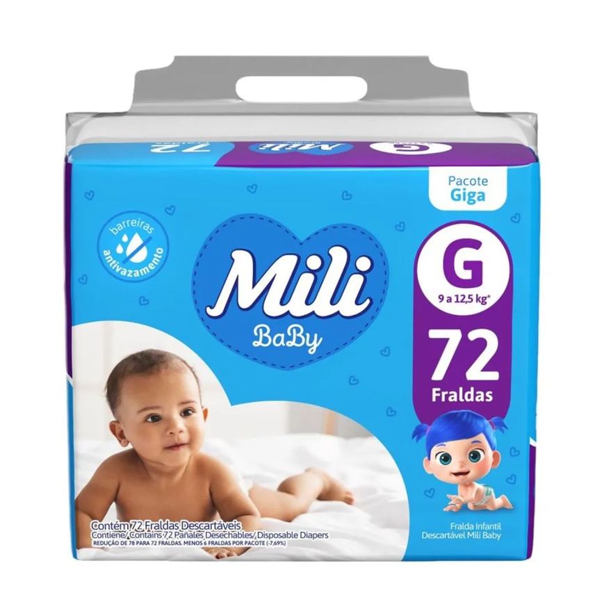 Mili Fralda Baby Giga G 72 Unidades