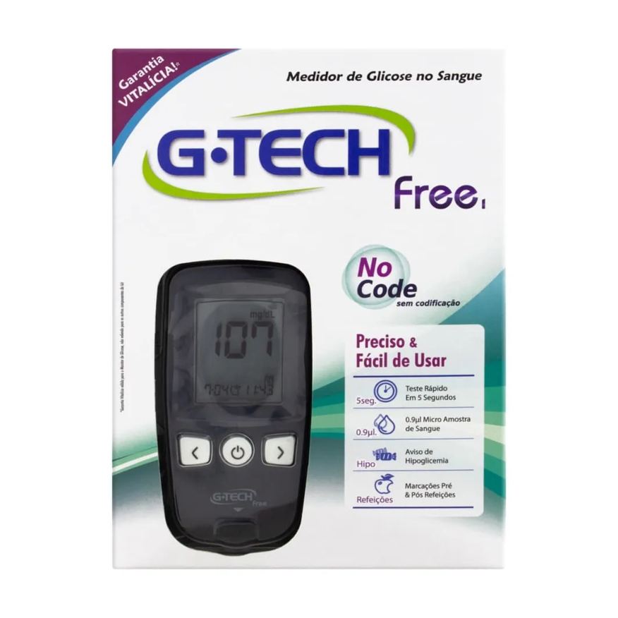 Medidor Kit De Glicose No Sangue G-tech Free