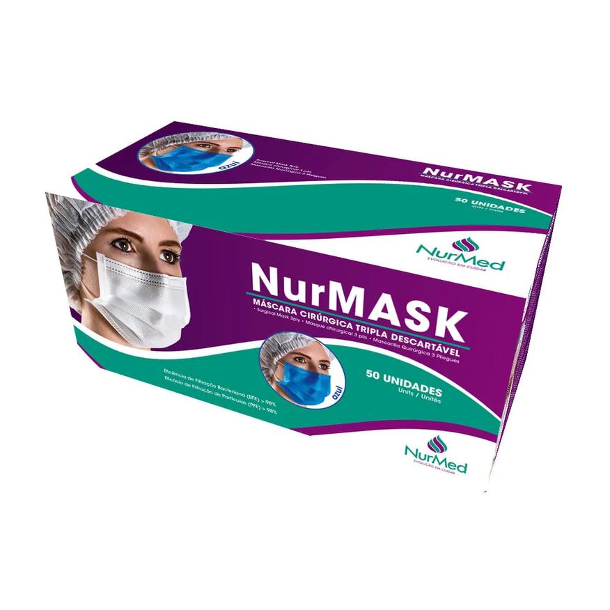 Nurmask Mascara Com 50 Tripla Com Elastico Azul