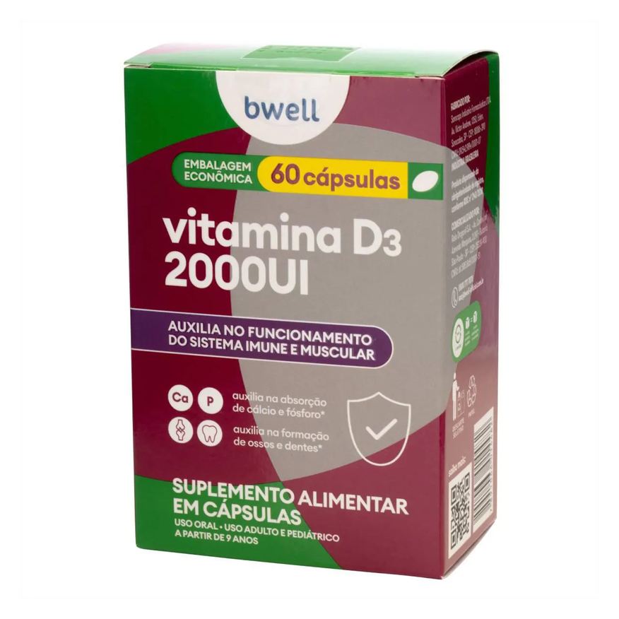 D3 Vitamina 2.000UI bwell 60 cápsulas