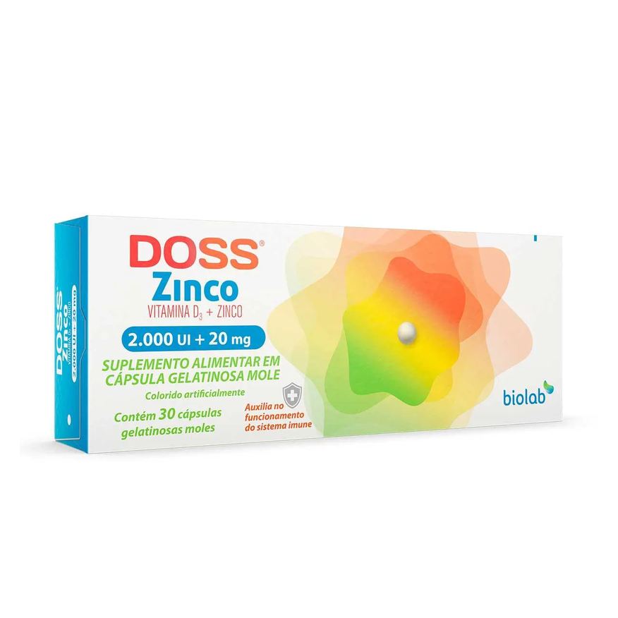 D3 Vitamina 2.000UI + Zinco 20mg Doss Zinco 30 cápsulas