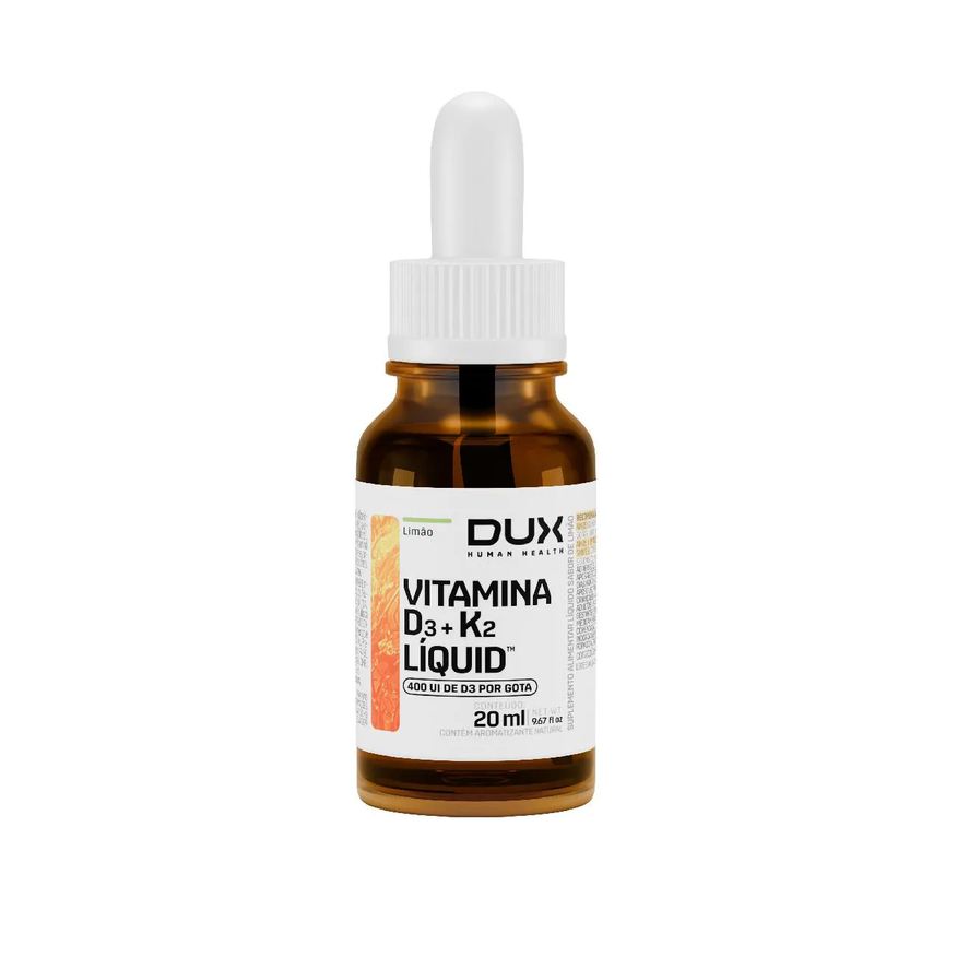 D3 Vitamina 400UI + Vitamina K2 Dux Limão Gotas 20ml
