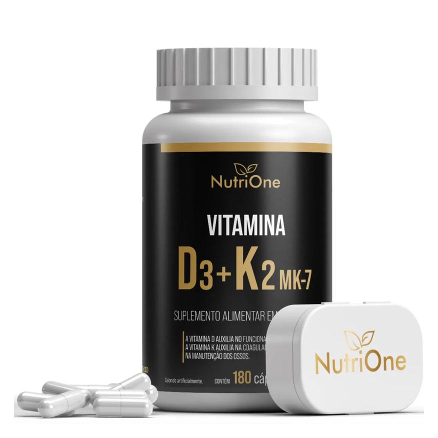 D3 Vitamina + K2 Mk7 Alta Concentração 180 Cápsulas – Nutrione