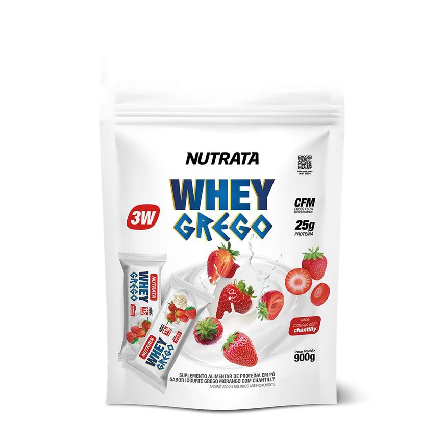 Grego Whey Nutrata Morango com Chantily Pouch 900g