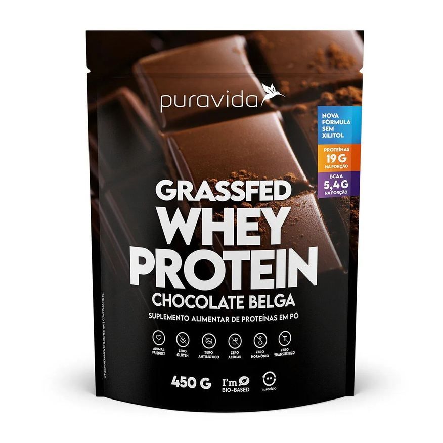 Protein Whey Grassfed Puravida Chocolate Belga 450g
