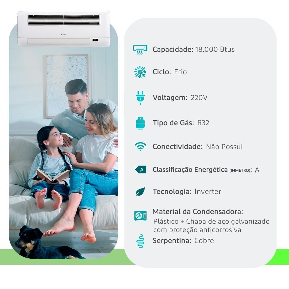 Gree Cassete 18.000 BTUs Frio Inverter — 220V — Selo Procel A - vista 2