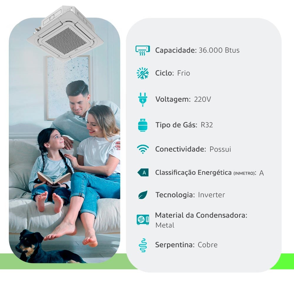 Cassete Hisense • 36.000 BTUs • 220V Frio Inverter — Selo Procel A - vista 2