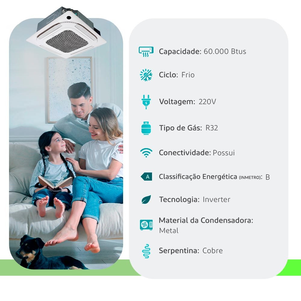 Cassete Midea 60.000 BTUs — 220V Frio Inverter — Selo Procel B - vista 2