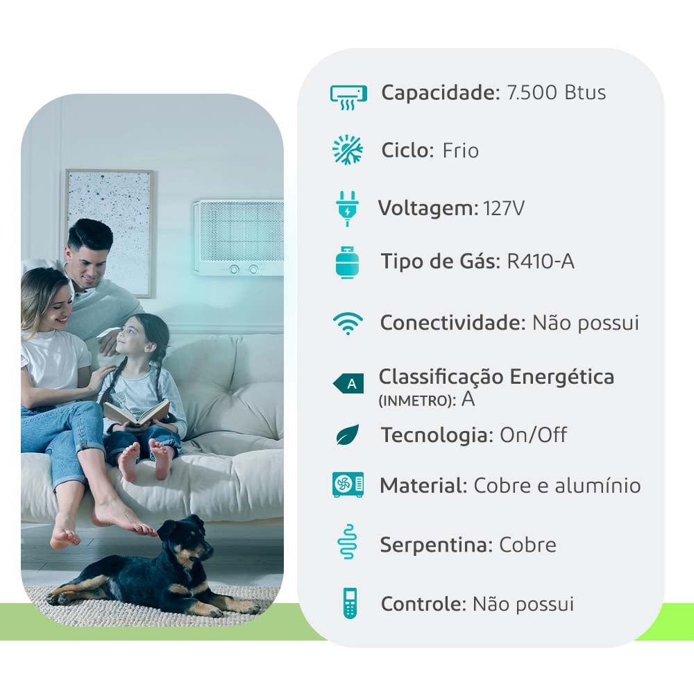 Midea Ar de Janela 7.500 BTUs 110V Frio — Selo Procel A - vista 2