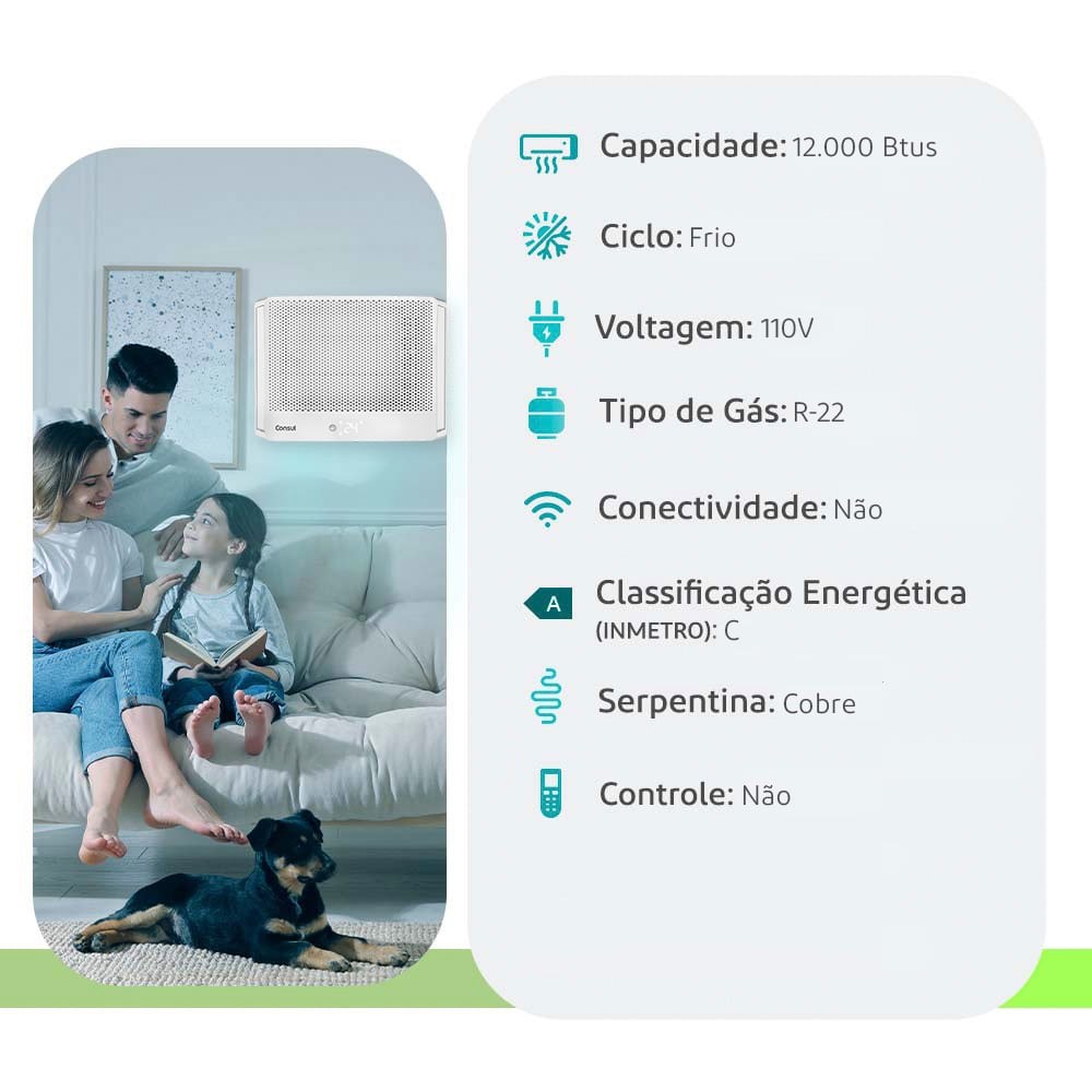 Consul Ar de Janela 12.000 BTUs Frio — 110V — Classe C - vista 2