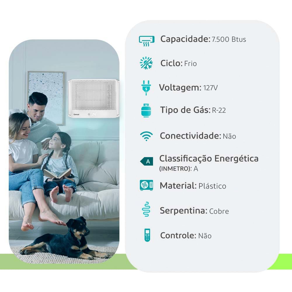 Consul Ar de Janela 7.500 BTUs — 110V Frio — Selo Procel A - vista 2