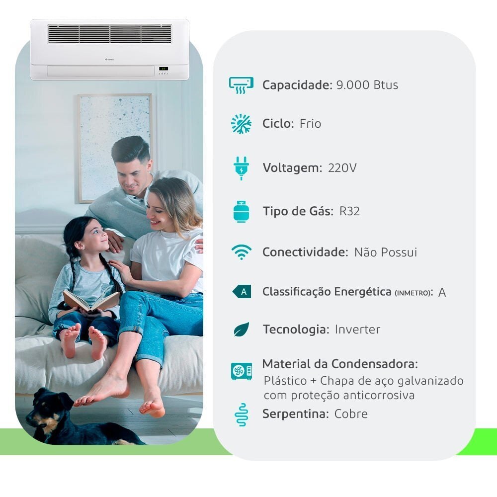 Cassete Gree 9.000 BTUs Frio Inverter 220V — Selo Procel A - vista 2