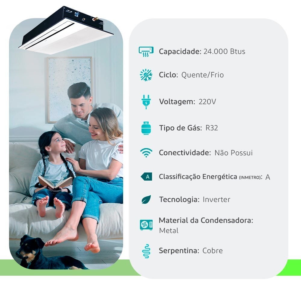 Daikin Cassete 24.000 BTUs 220V Quente/Frio Inverter — Selo Procel A - vista 2
