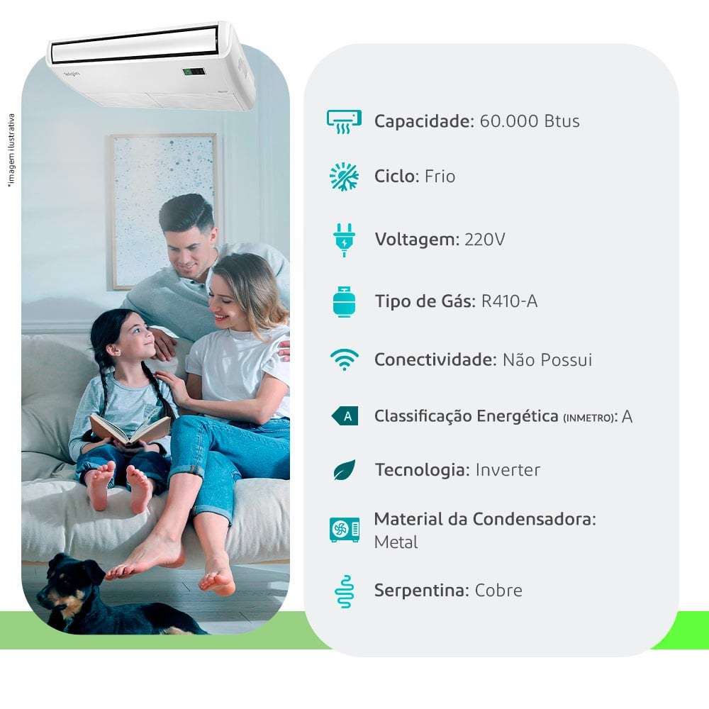 Piso-Teto Elgin 60.000 BTUs Frio Inverter 220V — Selo Procel A - vista 2