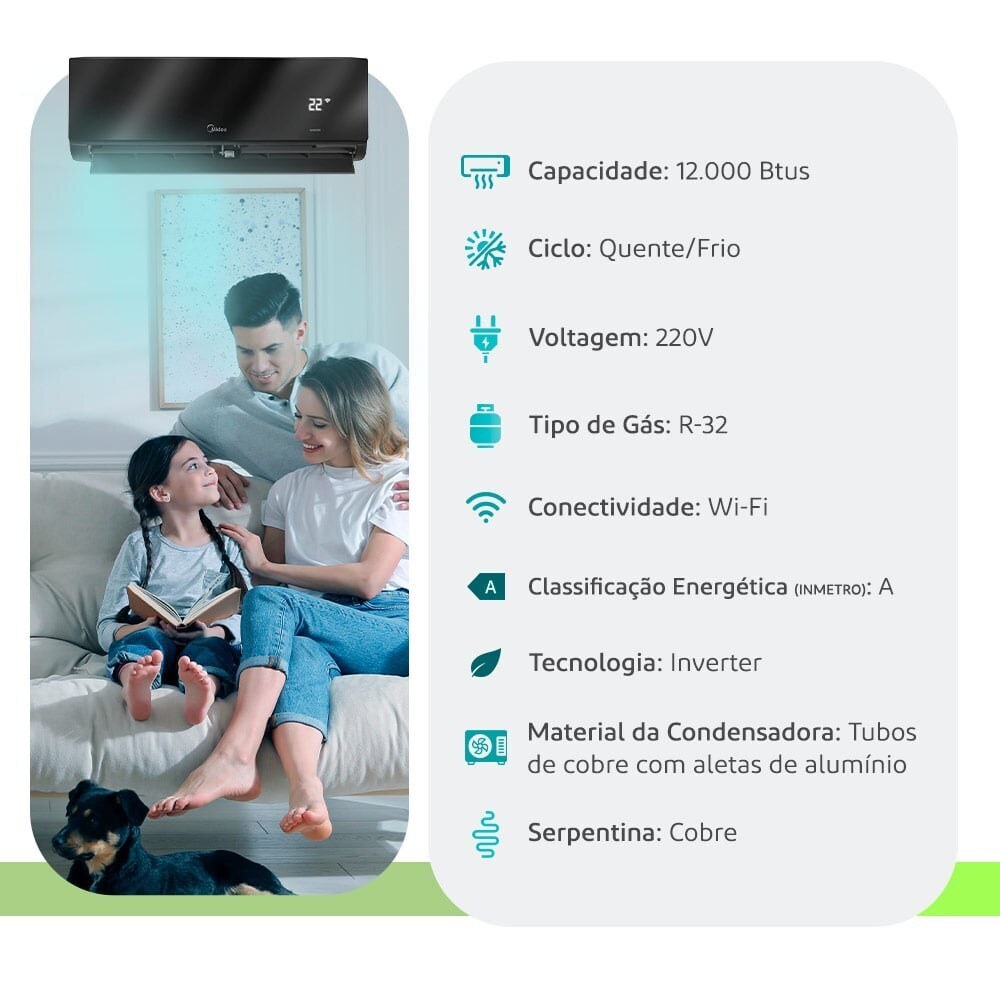 Split Premium Midea • 12.000 BTUs • 220V Quente/Frio Inverter — Selo Procel A - vista 2
