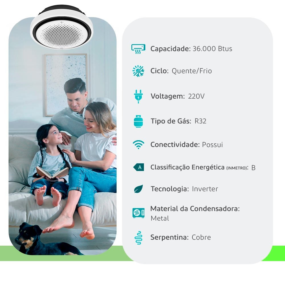 LG Cassete 36.000 BTUs Quente/Frio Inverter — 220V — Selo Procel B - vista 2